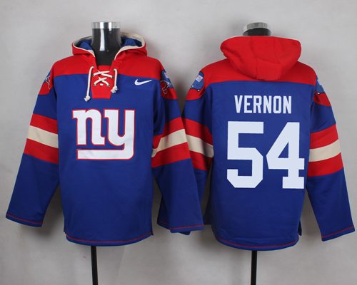 Nike Giants #54 Olivier Vernon Royal Blue Player Pullover NFL Hoodie - Click Image to Close